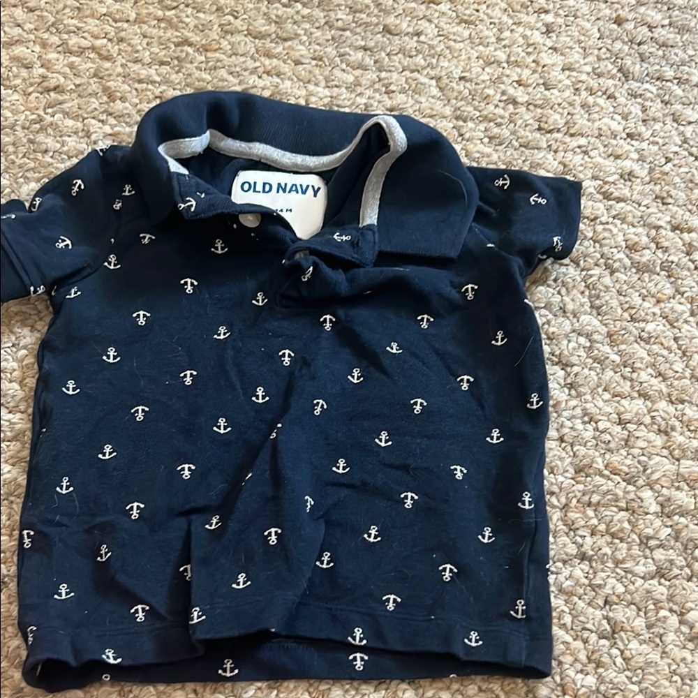 Old Navy Blue Anchor Print Polo Shirt